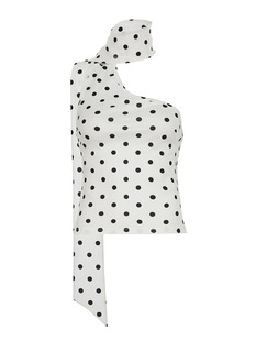 Foreign Trade Cross-border Elegant Retro Wave Dot Neck Raffles All-match Small Vest Sexy Women's Style Shoulder Top