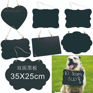 Double-sided lanyard wooden small blackboard home decoration message simple listing small fresh fashion crafts