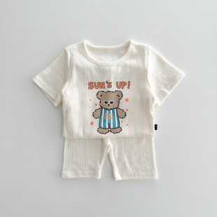 Korean ins Summer New Candy Color Printed Set Baby Comfortable Western Style Top + Pants Women's Treasure Two-piece Set