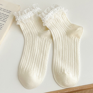 Spring and summer new lace socks children's tube socks Lolita thin cream color sweet Japanese JK socks