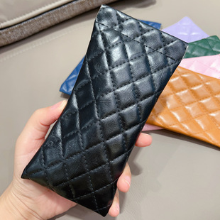 Fashion portable women's automatic closed Sun advanced sunglasses storage bag shrapnel classic PU leather elastic mouth glasses bag