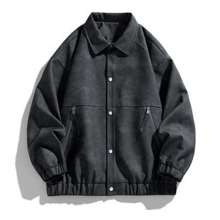 2024 New Fashion Brand PU Leather Jacket Coat Leather Jacket Blast Handsome Motorcycle Jacket Spring and Autumn New Men