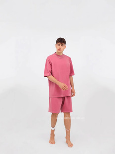 Трансграничная вода для стирки 260 г старый t-shirt соль обжаренный окрашенный белый европейский и американский oversize хлопчатобумажная футболка