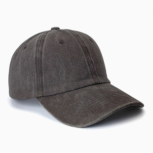 Pure color sports sun-proof washed cotton spring and autumn peaked cap men's Korean-style big head circumference lengthened brim Dome baseball cap Women
