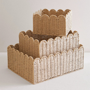 Paper Rope Woven Storage Basket Household Clothes Storage Basket Desktop Snack Toy Storage Basket Kitchen Storage Basket