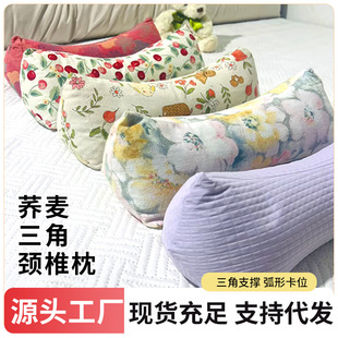 Wholesale Pure Cotton Pure Buckwheat Shell Diamond Cervical Pillow Household Adult Waist Pillow Nap Pillow Wholesale Buckwheat Pillow