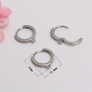 18k gold color retaining micro-inlaid zircon earrings earrings diy with hanging ear accessories jewelry material round ear clip