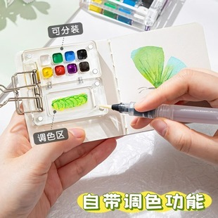 Mini Palette Paint Box Watercolor Transparent High Permeable Plastic Split Box Special for Sketching Travel suit Carry-on