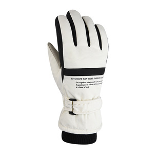 Ski gloves winter fleece-lined thickened touch screen warm mountaineering waterproof gloves outdoor riding battery car gloves