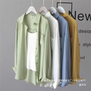 Factory direct thin chiffon sunscreen jacket spring outside the loose version is not easy to wrinkle summer and autumn drape shirt