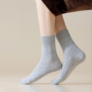 Pure cotton socks children's mid-tube anti-pilling spring and summer boneless ladies all cotton socks solid color sports leisure long tube wholesale