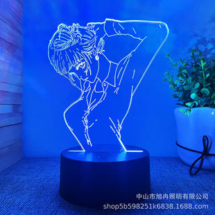 Cross-border new 3D nightlight blue prison atmosphere creative gift lamp USB desk lamp touch remote control 16 colors