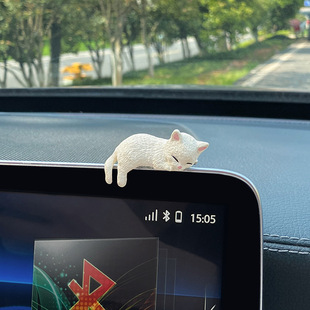 Car ornaments cute cat snooze lazy cat center console screen decoration ornaments rearview mirror lie prone doll female