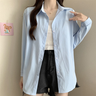 Real shot real price sunscreen white shirt design sense niche wear French small temperament long sleeve shirt coat