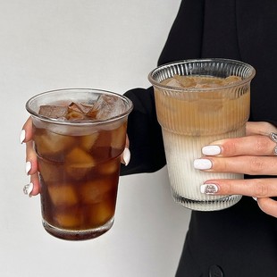 Reverse Transparent Glass Cup Women's High-value Water Cup Large Capacity Summer Cold Drink Cup Office Home Drink Cup