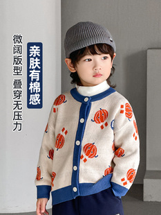 Boys Sweater Autumn and Winter Children's Knitted Cardigan Coat 2024 Autumn New Boys Cartoon Sweater