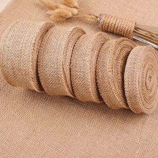Натуральный однотонный льняной рулон DIY ручной работы Рождественское Свадебное Ремесло льняная лента Джутовая Ткань льняной рулон оптом