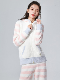 New Soft Pajamas for Women in Autumn and Winter Zipper Style Simple Thickeneded Warm Home Clothes