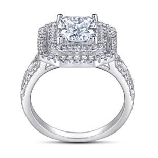 Tonglin European and American cross-border jewelry s925 sterling silver ring female wedding ring ladder square zircon row Diamond row Ring Factory wholesale