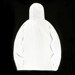 Cross-border new pure reflective hooded jacket men's fashion brand sports student jacket class uniform couple's windbreaker