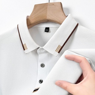Thirty Autumn and Summer New Style Middle-Aged Men's 95 Cotton Short-Sleeved Light Business Lapel Polo Iron-Free Shirt Casual T-Shirt