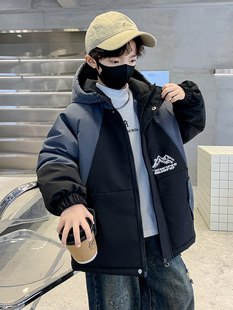 Boys' Cotton-padded Coat Jacket Parker Clothing fleece-lined Thickened Autumn and Winter Mid-length Boys Cotton-padded Coat Children's Cotton-padded Coat