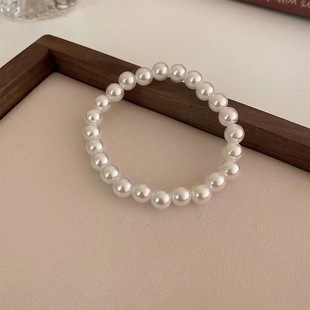 French Retro Simple Pearl Elastic Bracelet French Light Luxury Fashion Bracelet Internet Popular Daily All-Match Elegant Bracelet