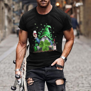 Amazon WISH new men's T-shirt Lucky Clover cool youth fashion personality short sleeve shirt wholesale