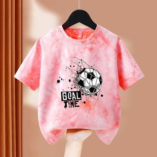 Boys' Short-Sleeved T-Shirt Tie-Dye Children's Clothing 2025 New Summer Loose Half-Sleeved Medium and Large Children's Handsome Boy Tops