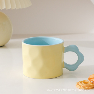 Contrast Color Ceramic Mug High Color Value Gift Giving Girlfriend Couple Water Cup Birthday Gift Cup Accompanying Gift with Lid