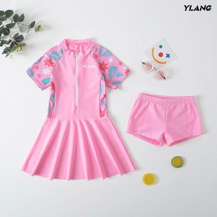 Swimwear for Children Girls Junior High School Students Conservative New Summer Quick-drying Conjoined Girls' Split Sunscreen Big Kids Swimwear