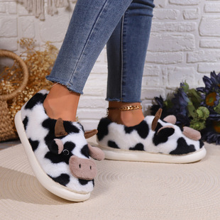 Cross-border 2024 winter thickened cartoon cow Mao Mao bag with cotton slippers home indoor warm wear-resistant non-slip