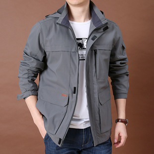 Jacket Men's Spring and Autumn Quick-drying plus size Loose Charge Jacket Fashion Casual Multi-bag Workwear Jacket Fashion