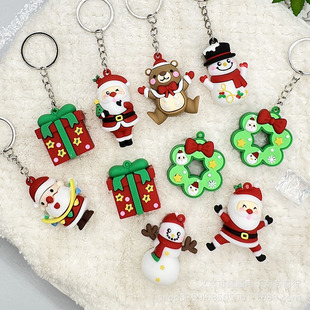 Golden Christmas Keychain Santa Claus Christmas Tree Snowman Drop Glue Doll Accessories Christmas Gift Wholesale