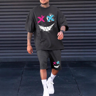 AliExpress Men's Sports Summer Thin Gradient Casual T-Shirt Shorts suit 3D Printed Men's Breathable Short Sleeves