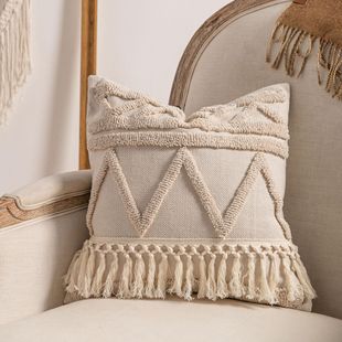 Ins style home sofa advanced sense pillow case knitted tassel light luxury simple hotel bedside pillow case wholesale