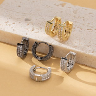 2024 Cross-border Hot Sale New Style Personalized Full Drill Ear Clip Earrings Creative All-match Women's Ear Buckle Street Beat Earrings