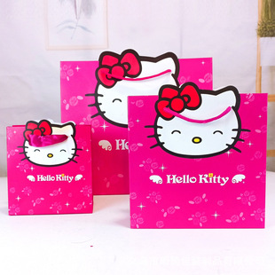 Factory Direct Sales in stock Kt cat pink gift bag children student paper bag gift bag wholesale candy packaging bag