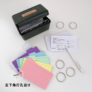 Black card box six-color index notes 180 110g horizontal cards + loose-leaf iron ring