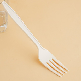 Foreign Trade Factory Wholesale Fork Corn Starch Disposable Degradable Thickened Packing Takeaway Pizza Hard Tableware