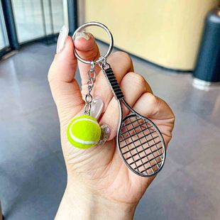 Cross-border explosions mini tennis key chain pendant simulation tennis racket key chain sporting goods gifts wholesale
