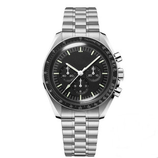 Six-needle Three-eyed Business Round Stainless Steel Strap European Quartz Full-featured Watch Export Popular Business