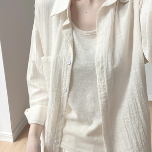 French apricot Thin Sun Protection Clothing Long-sleeved Shirt Women's Summer New Loose Slim Shirt Stacked Top Jacket