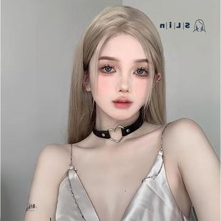 European and American sm leather collar chokery2k high sense with chain sex dog pendant chain with traction rope
