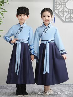 Одежда Госюэ для мальчиков Hanfu, книга с древними костюмами в китайском стиле, детская одежда, трехсимвольная сутра, правила ученика, детская одежда для выступлений для учащихся начальной школы