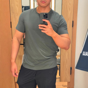 LULU Men's Short-sleeved Top heavyweight Round Neck Short-sleeved T-shirt Top Multicolor Lulu Flat