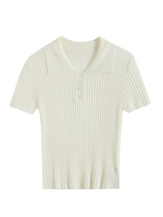 2024 Summer New Women's Elegant All-match Slim-fit Lapel Short-sleeved Sweater Top Women 4F4133761Q