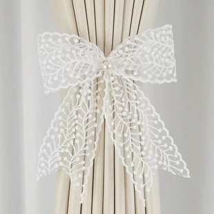 Factory in stock French Romantic Gauze Curtain Storage Binding Rope Adjustable Light Luxury Lace Bow Curtain Strap