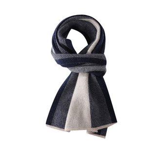 Cashmere Knitted Scarf Men's Thick All-match Simple 2024 Autumn and Winter New Style Warm Soft Scarf