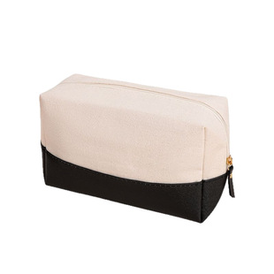Amazon Hot Sale New Colorblock Canvas Cosmetic Bag Large Capacity Storage Bag Travel Change Storage Bag